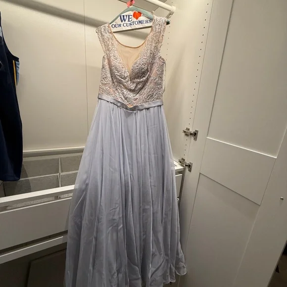Sherri Hill Silver Lace Evening Gown